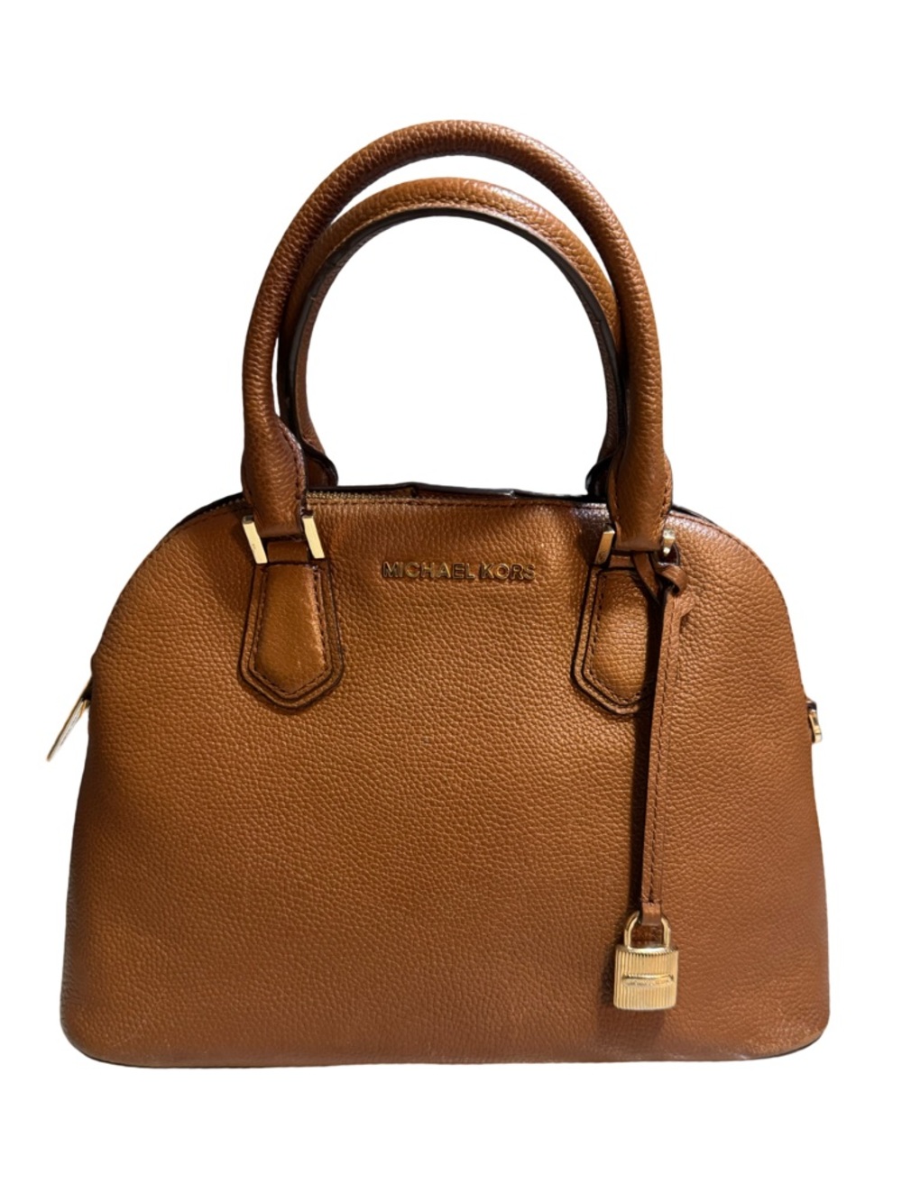 Michael Kors Cognac Pebbled Leather Dome Satchel